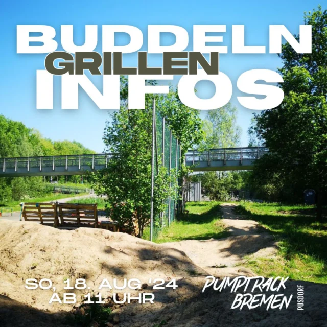++ So., 18. August, ab 11 Uhr - Buddeln, Grillen, Projektinfos ++
Die Sommerferien sind längst vorbei, der modulare Pumptrack ist Ende Juli nach Vegesack weitergewandert und auf der Meile ist es relativ ruhig geworden... das wollen wir ändern! 
Sonntag ab 11 Uhr wird gebuddelt, und zwar am Kidstrack (in den finalen Zügen) und der Jumpline. Unser Jugendsprecher Julius weiß, wo es buddeltechnisch langgeht und hat Snacks und Getränke für alle helfenden Hände geordert. Für den größeren Hunger schmeißen wir den Holzkohlegrill an. Grillgut (auch vegan) ist am Start, Ihr könnt aber natürlich gerne auch was mitbringen. 
Kommt gerne mit Kind und Kegel vorbei. Wir haben haben Schaufeln, Schubkarre und Co. auch für die Kleinsten.
Wer einfach nur zum Gucken und Schnacken vorbeikommen möchte, darf dies selbstverständlich auch tun. ☀️
PS - unser Buddeltrupp hat übrigens auch einen eigenen Insta-Account: @pumptrack_bremen_dirt
🛹🛼🛴🌊🚲
#bremen #hb #woltmershausen #pusdorf #bikeit #bremenerleben #pumptrack #dirttrack #jumpline #mtb #bmx #skateboard #surfskate #scooter #pusdrop #trailbau #shapen #digandride #schaufelschwinger #kidstrack #grillengehtimmer